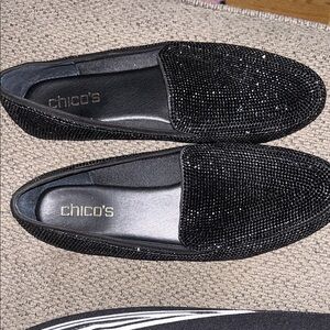 Chico's Black Glitter Loafers
